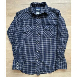 Wrangler Men's Plaid Long Sleeve Full Pearl Snap Flannel Style Western Shirt